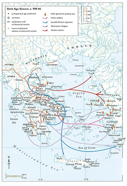 نقشه یونان در عصر تاریک
