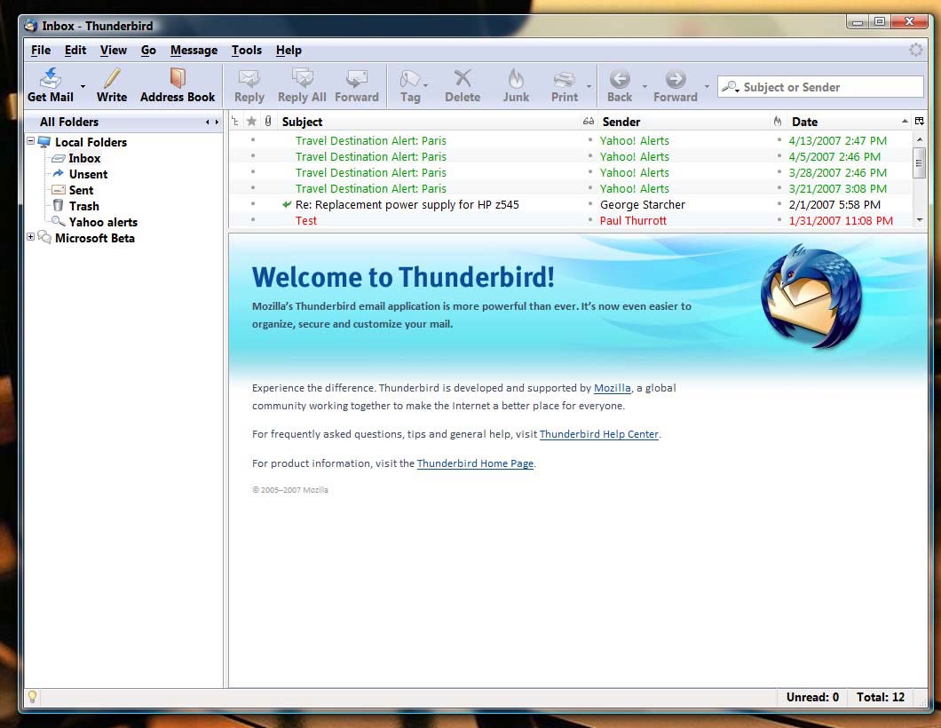 دانلود نرم افزار مدیریت حرفه ای ایمیل ها با Mozilla Thunderbird 14.0 Final