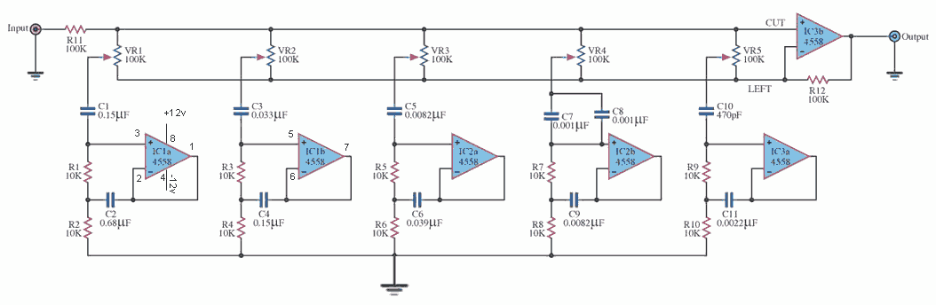 اکولایزر 5 کاناله- equalizer 5 band