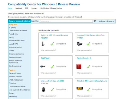 مرکز کنترل سازگاری ویندوز8