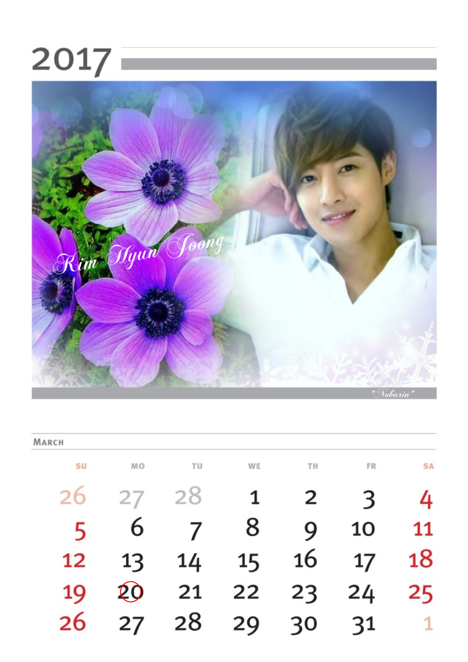 Kim Hyun Joong - Calendar of March 2017