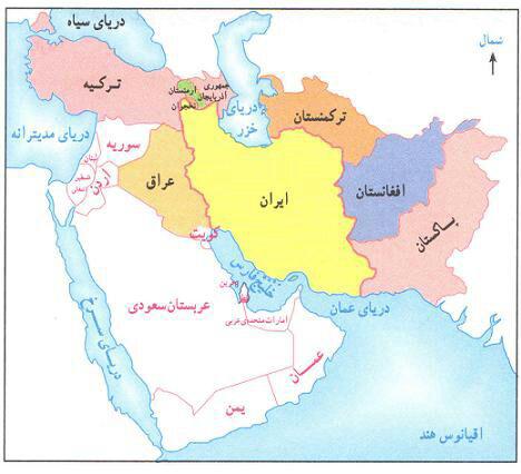 عکس نقشه ی ایران و همسایگانش